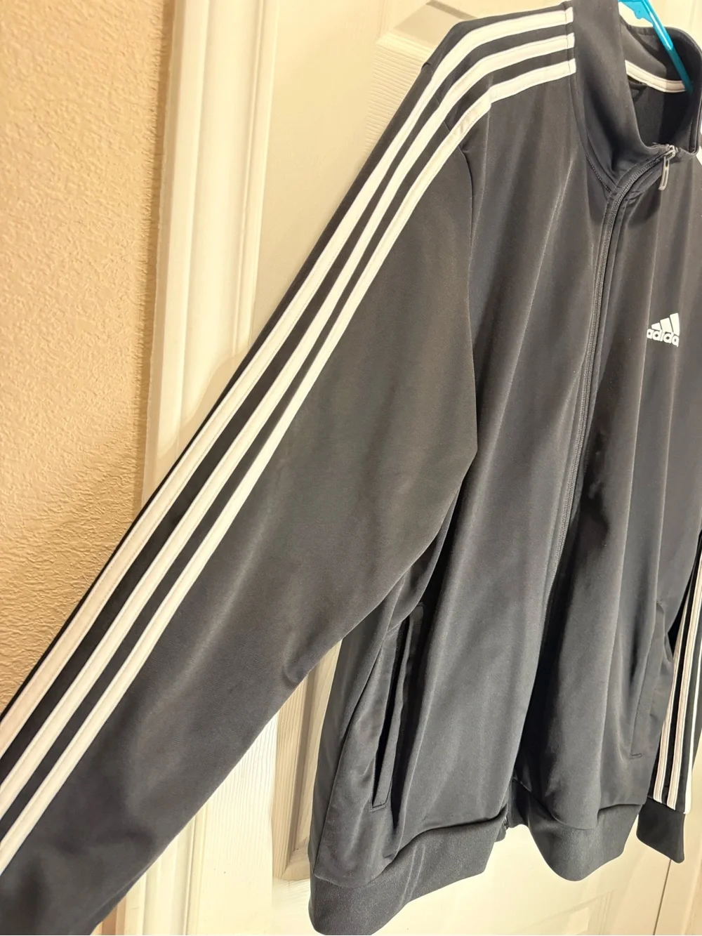 adidas Black Track Jacket with White Three-Stripes